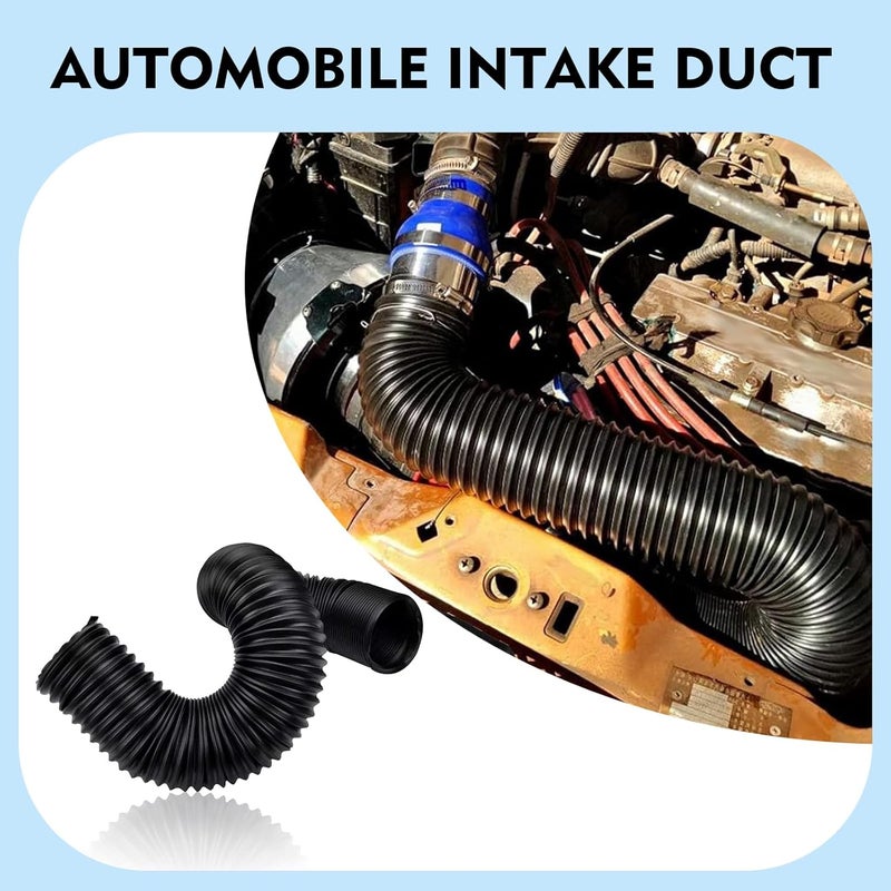 ijuicy 1 PC Car Duct Hoses, 3" Flexible Retractable Fresh Air Duct Hoses, Automotive Modified Intake Accessories, Universal for Most Cars Trucks (Black) - Image 3